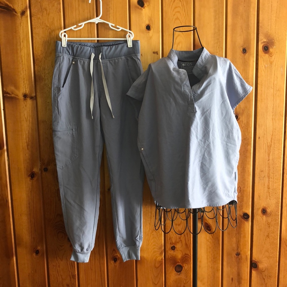 Figs Vapor Blue Space Dye Rafaela Top and bottom nurse scrubs soft medical field